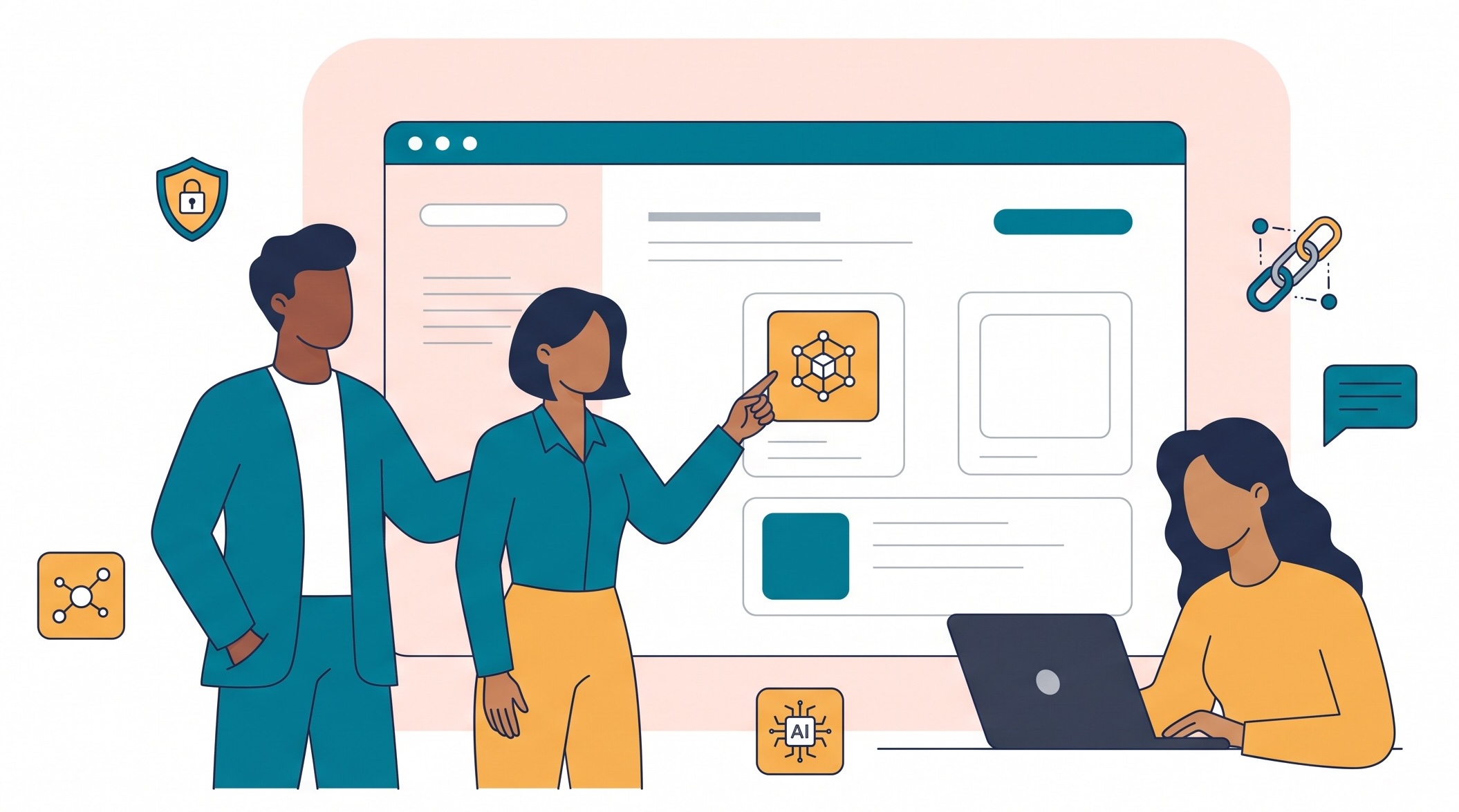 Enterprise AI and blockchain digital infrastructure illustration